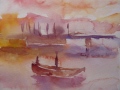 Barque sur une rivière, étude tons chauds, 2012 - Paysages